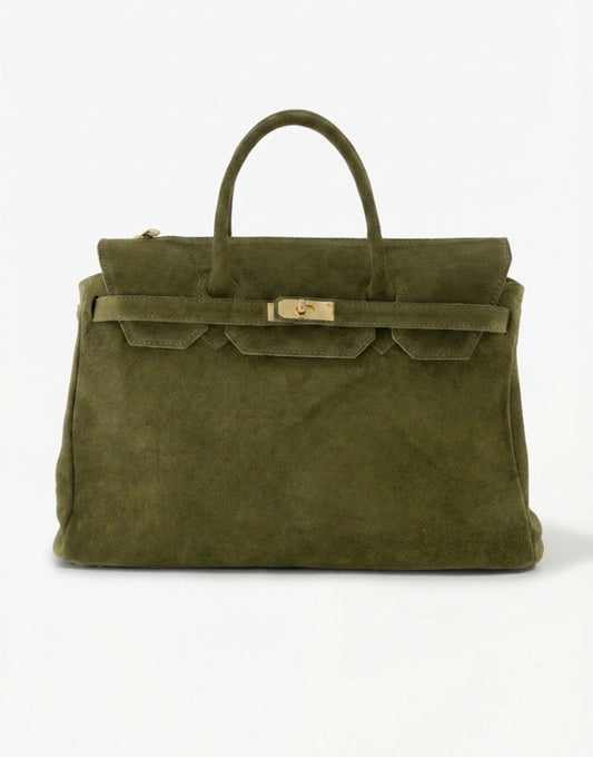 Army Groene Suede Grote Gouden Detail - Tas