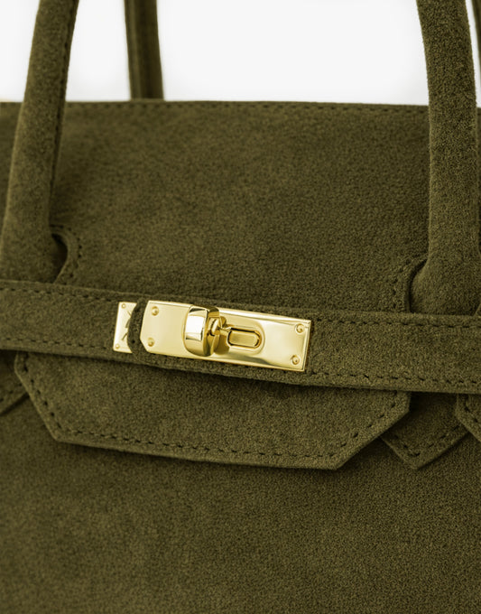 Army Groene Suede Grote Gouden Detail - Tas