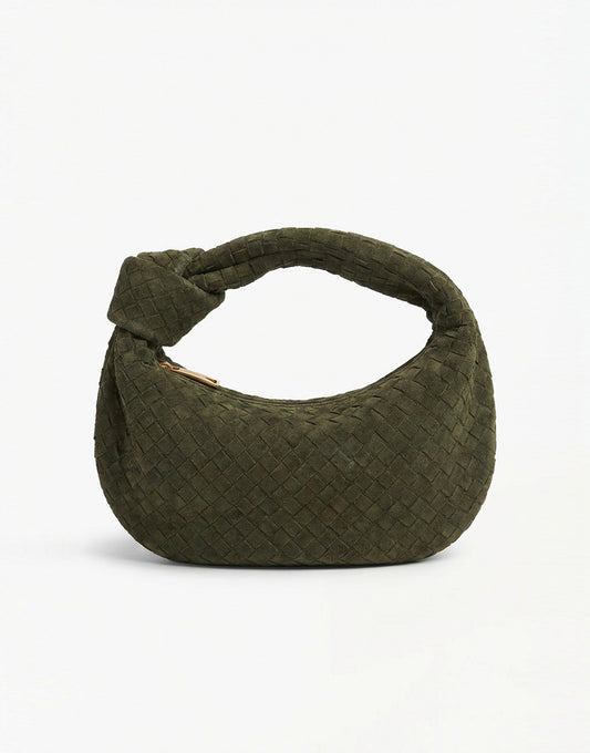 Army Green Suede Medium Braided - Bag