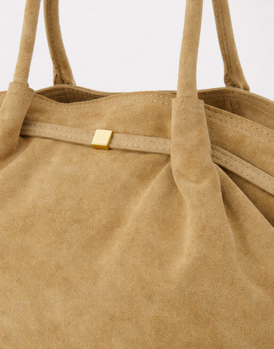Beige Grote Suede Shopper - Tas