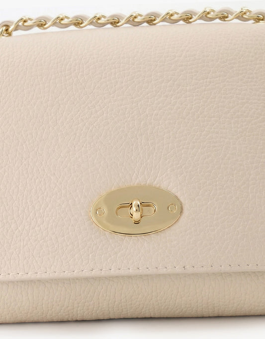 Beige Leather Crossbody - Bag