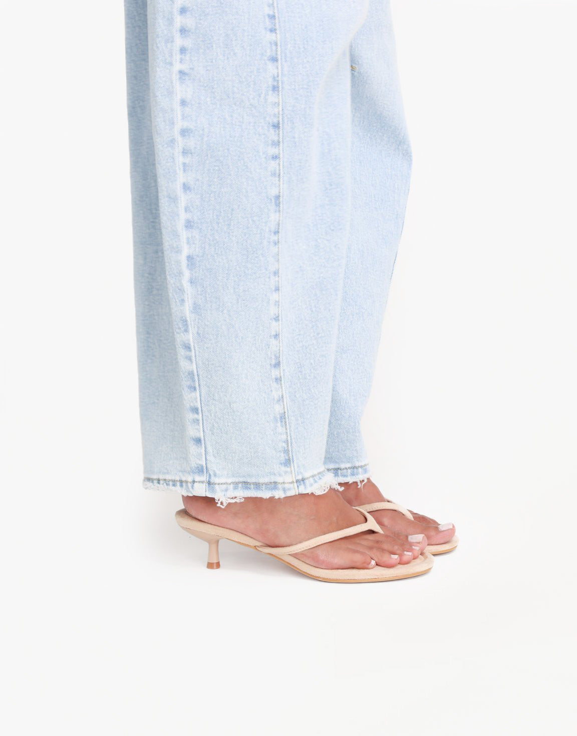 Beige Mid Suede Heel - Toe Slipper