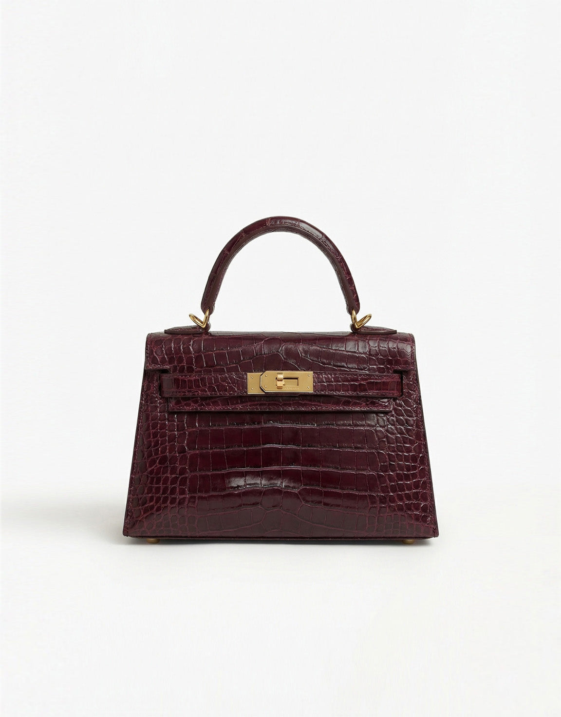 Bordeaux Slangen Leren Gouden Detail - Tas