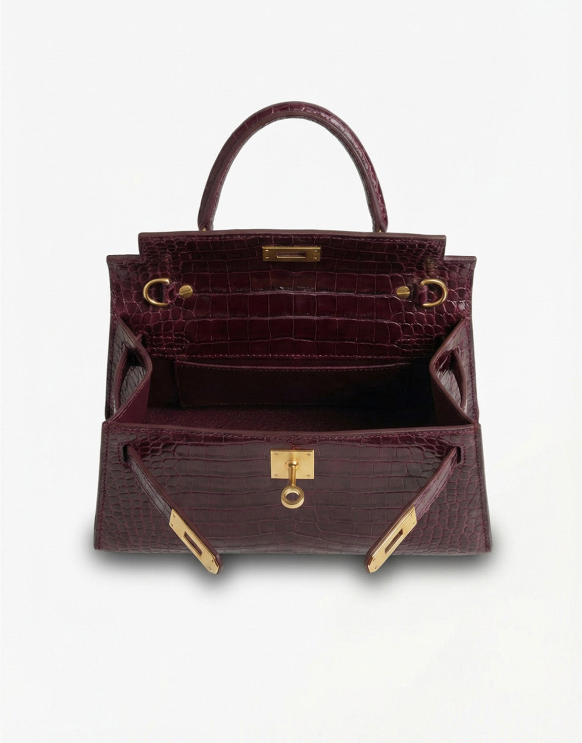Bordeaux Slangen Leren Gouden Detail - Tas