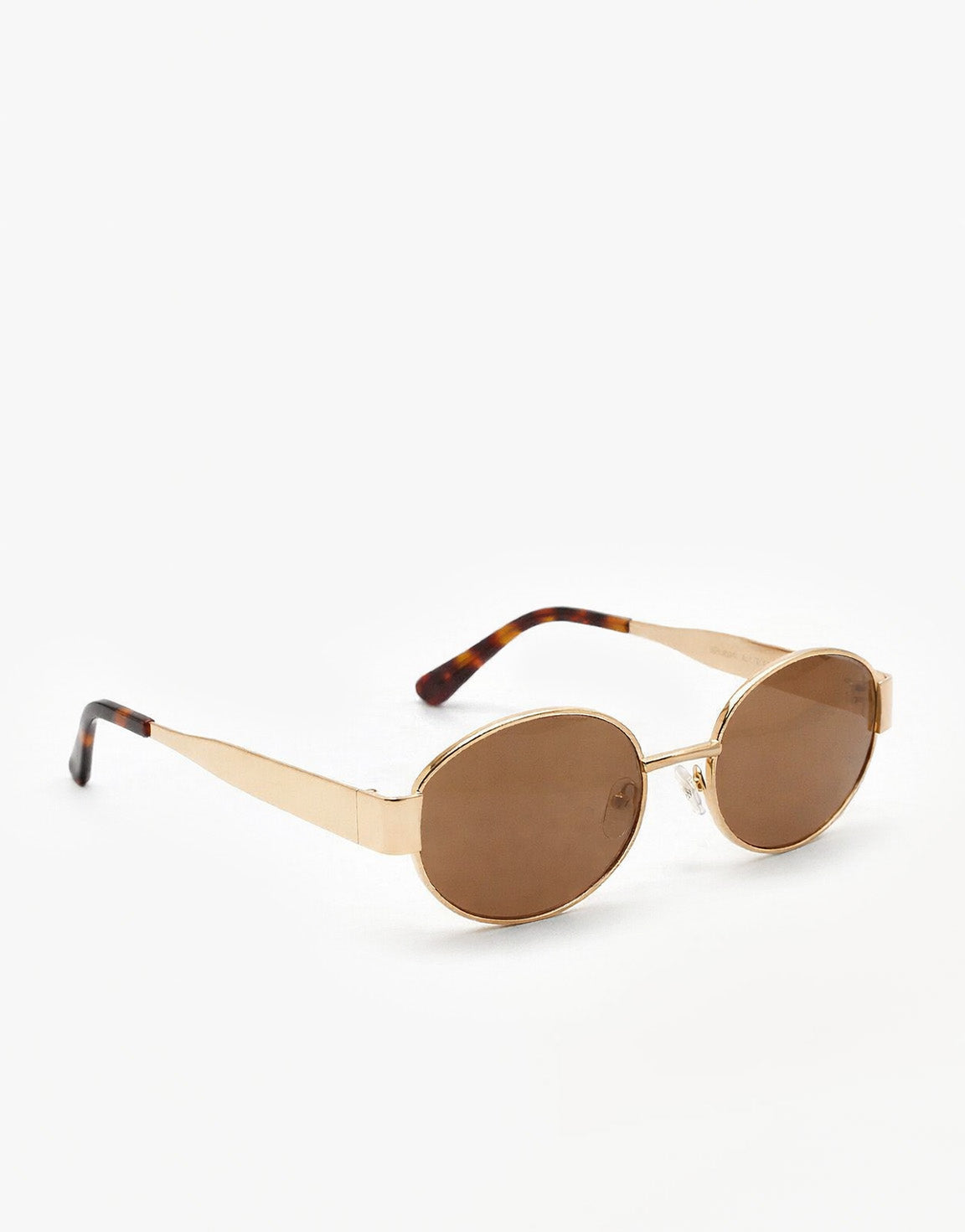 Brown Oval Gold Frame - Sunglasses
