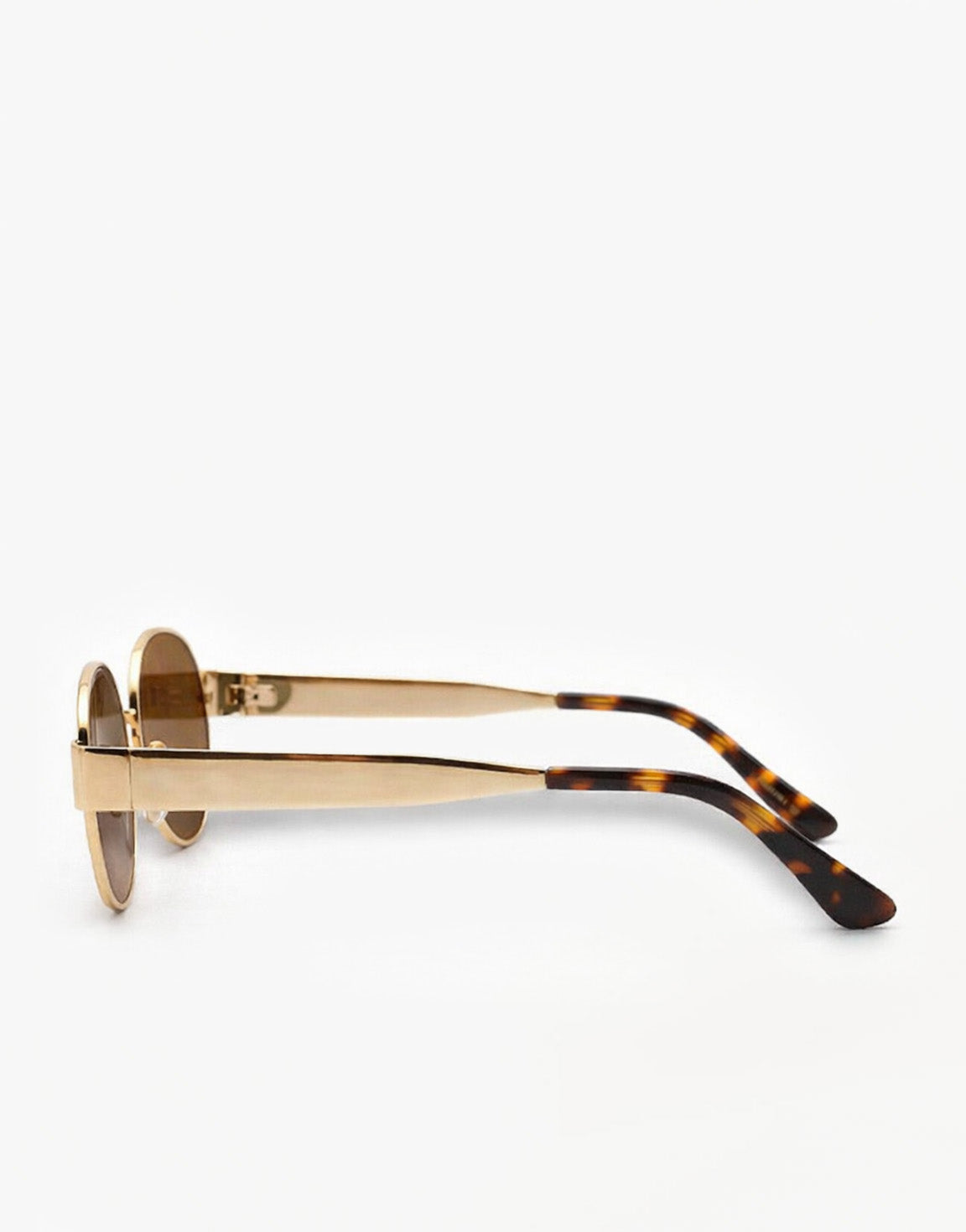 Brown Oval Gold Frame - Sunglasses