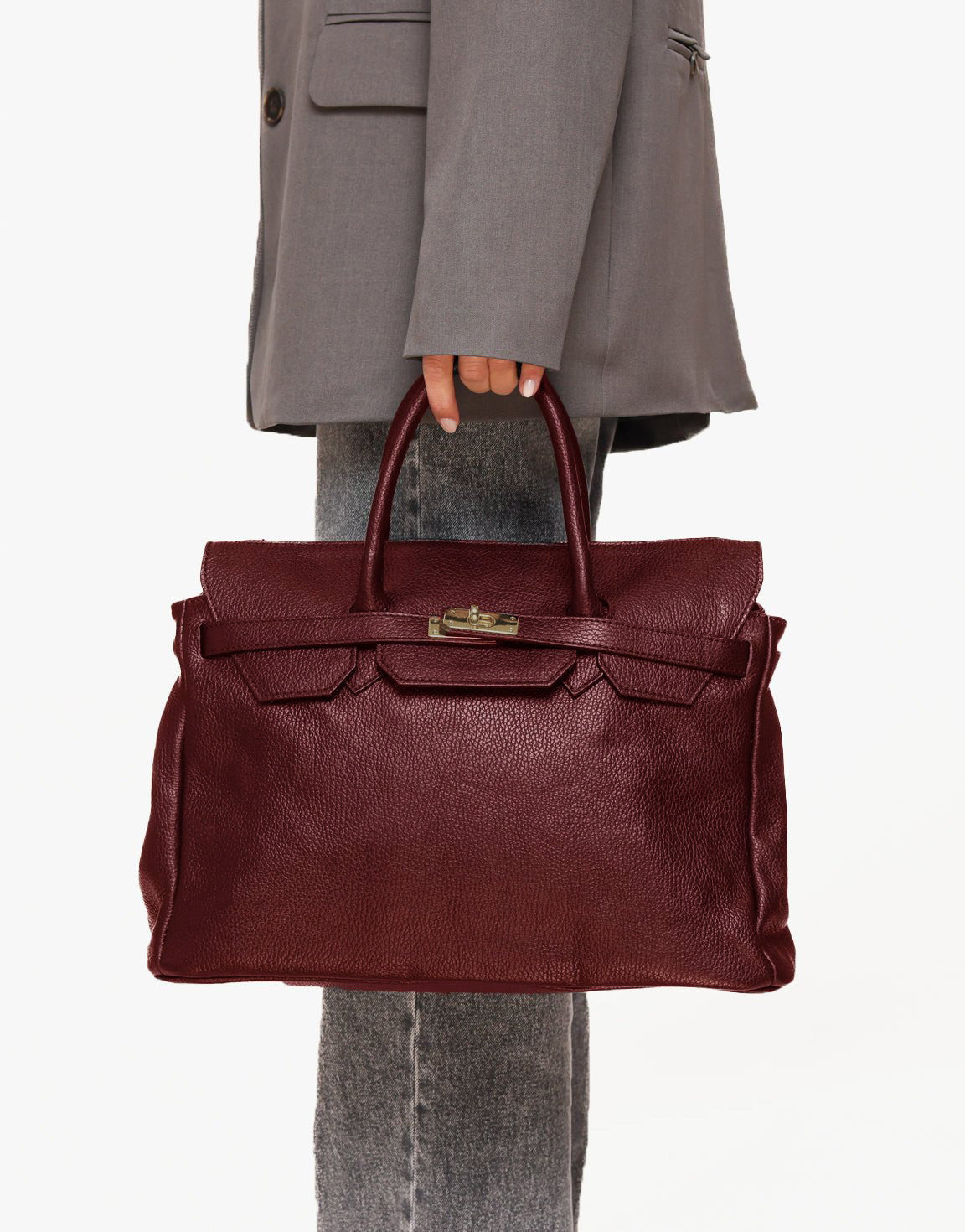 Burgundy Large Gold Details - Bag