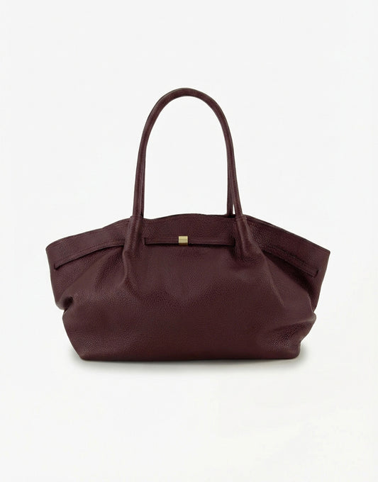 Burgundy Grote Leren Shopper - Tas