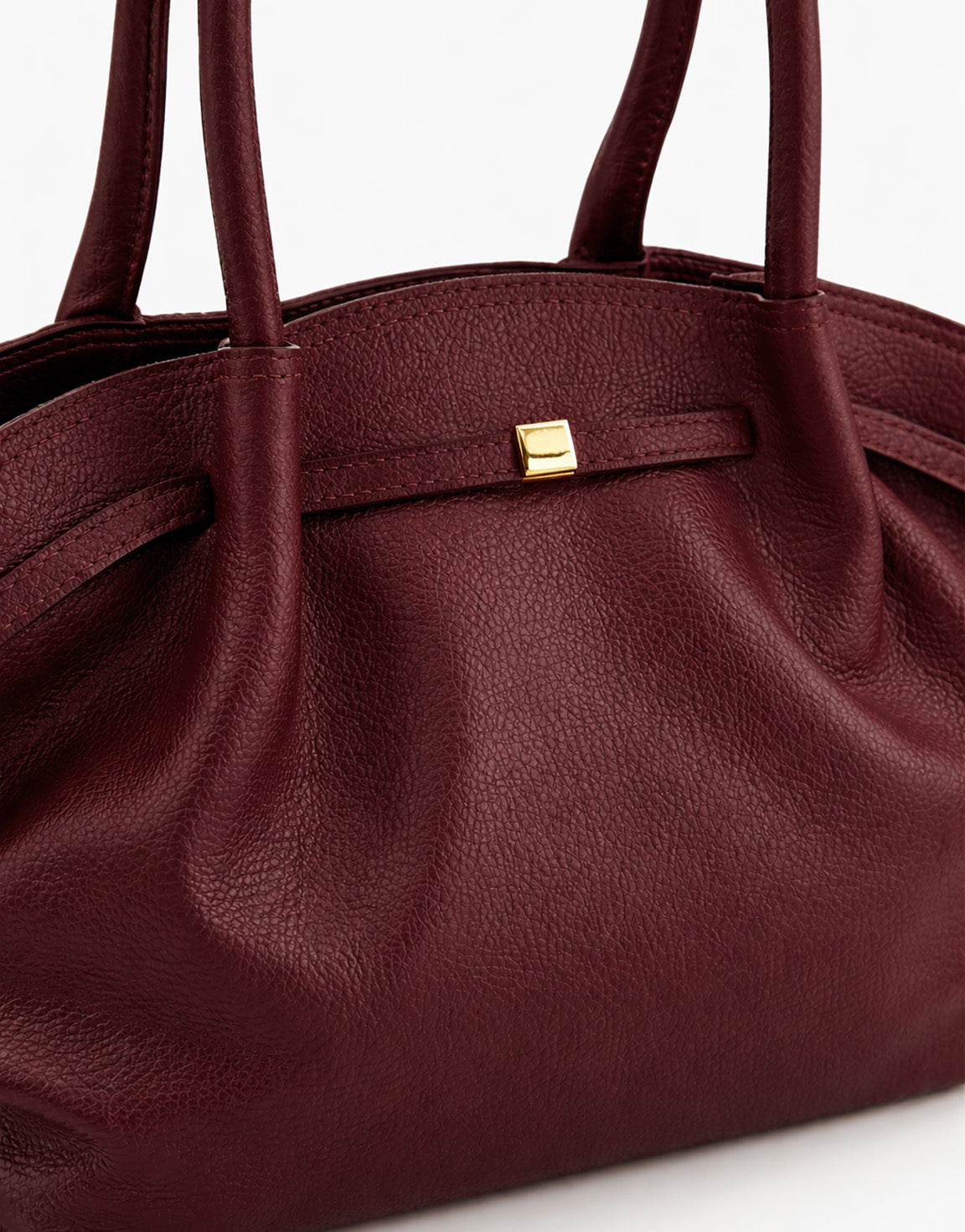 Burgundy Large Leather Shopper - Bag