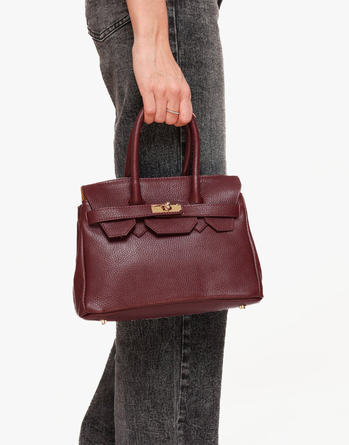 Burgundy Middel Gouden Details - Tas