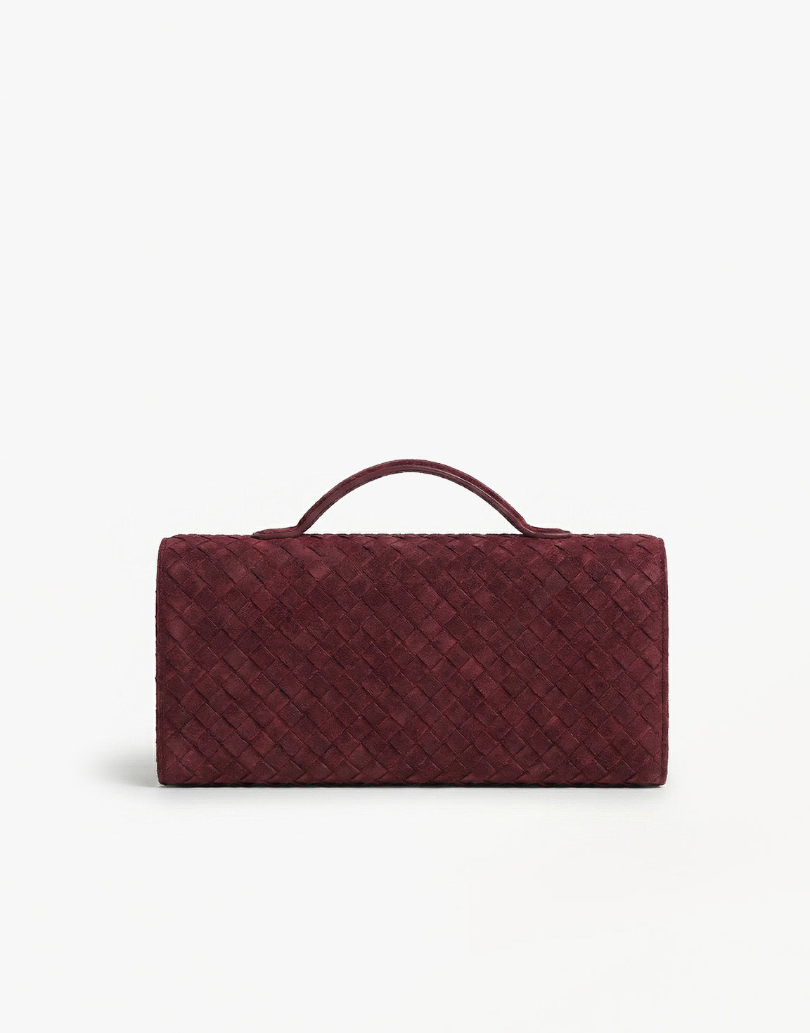 Burgundy Suede Gouden Detail Clutch - Tas