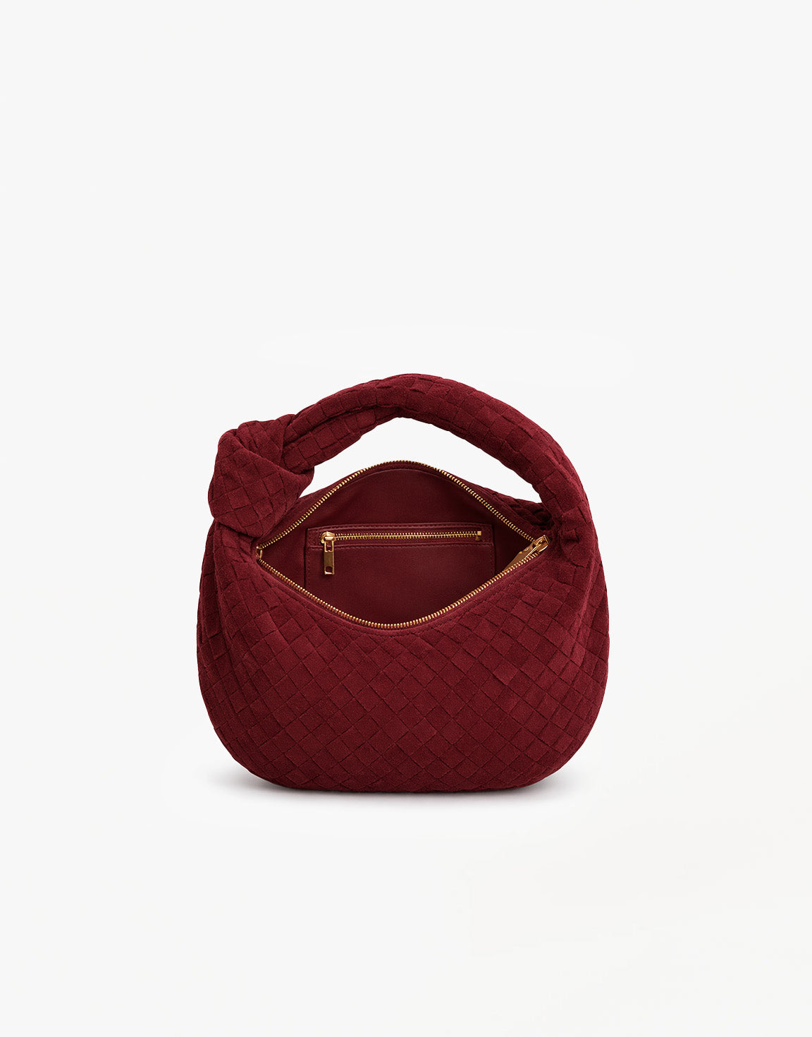 Burgundy Suede Middel Gevlochten - Tas