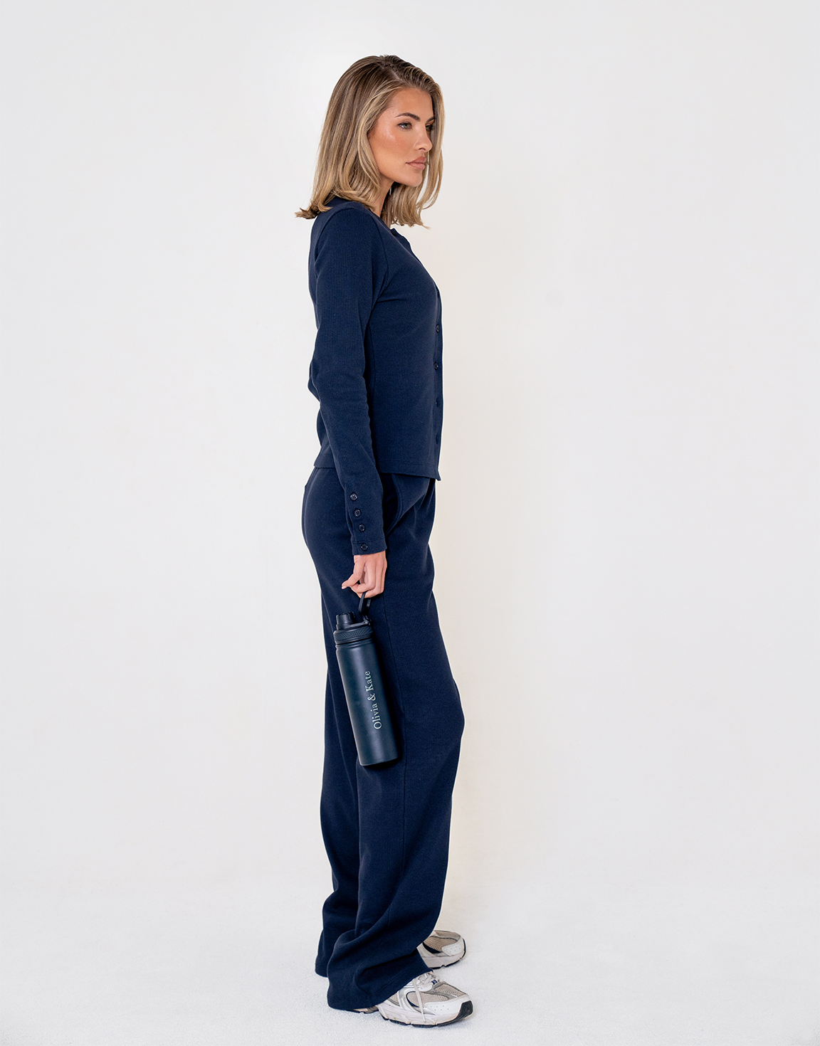 Navy Ribbed Long Lounge Pants