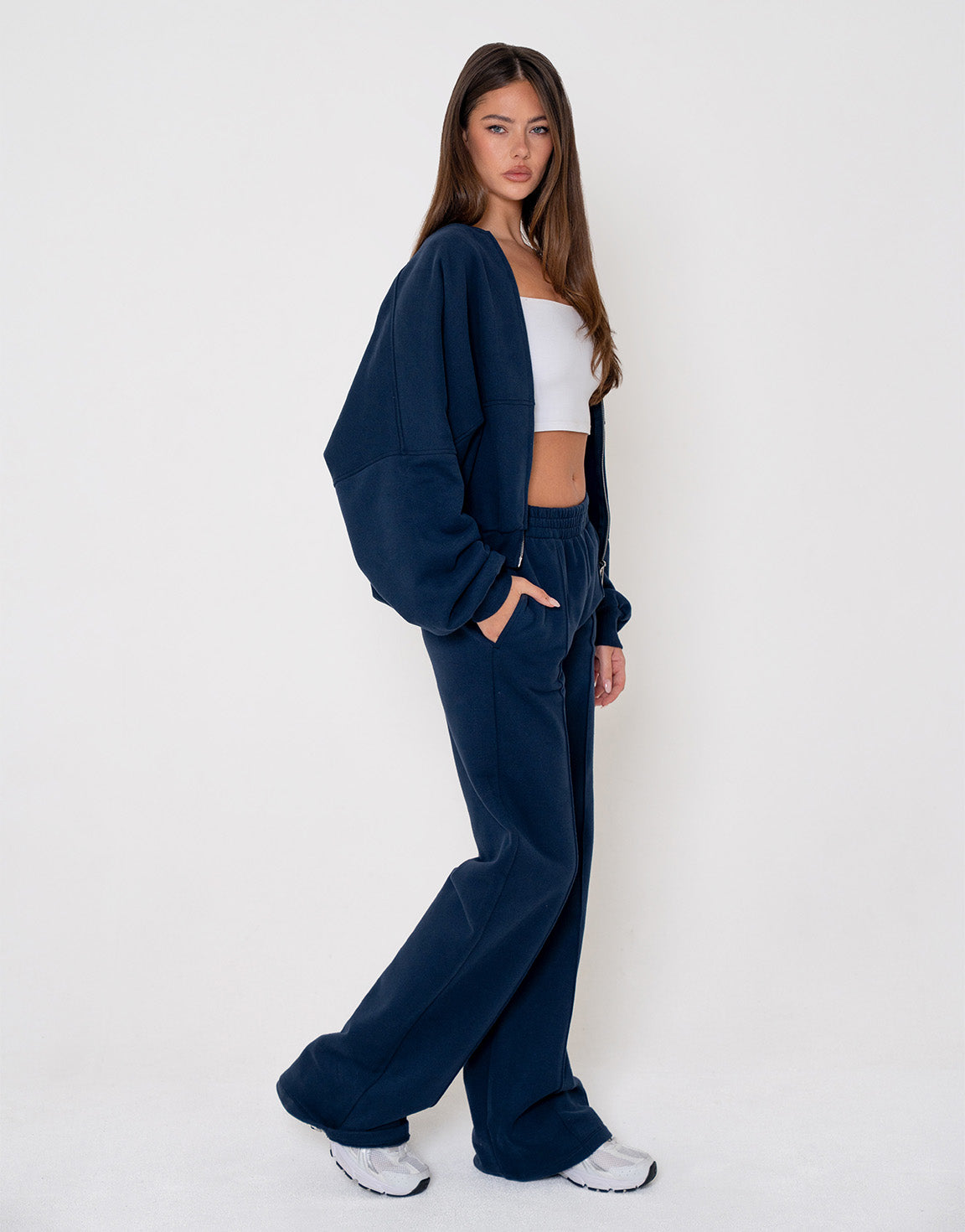 Navy Wide Seam Joggers - Pants