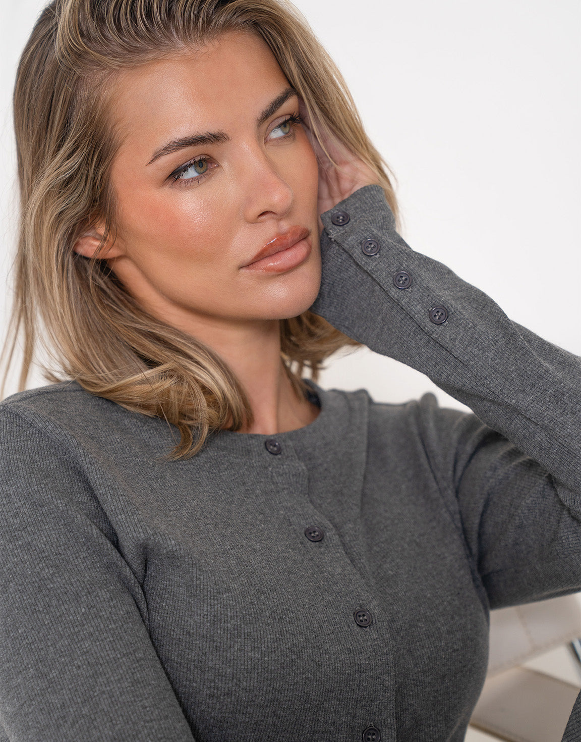 Donkergrijze Ribbel Lounge - Top