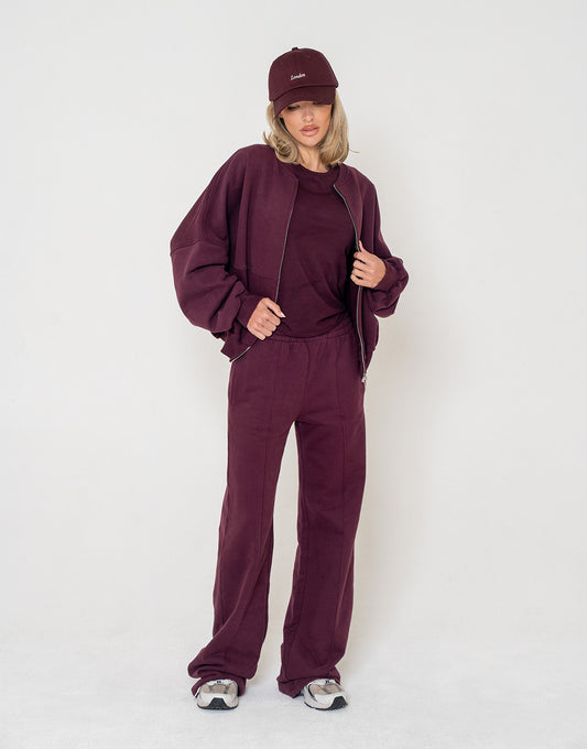 Eggplant Wide Seam Joggers - Pants