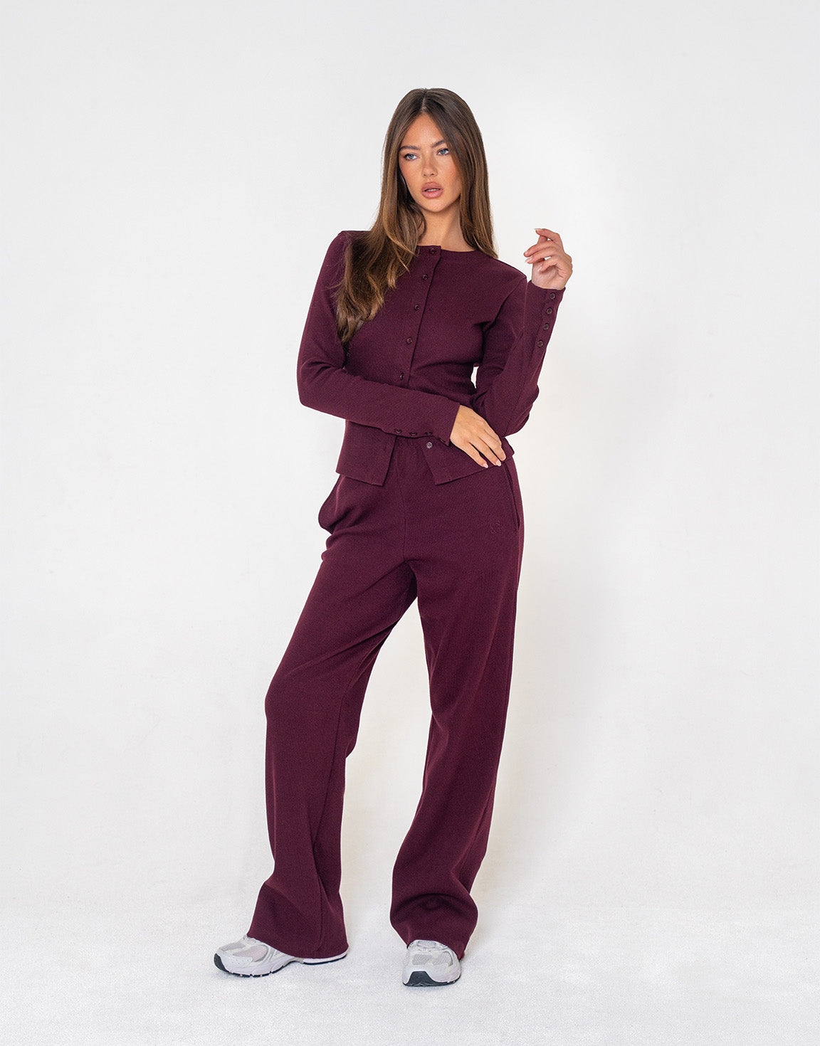 Aubergine Ribbel Lange Lounge - Broek