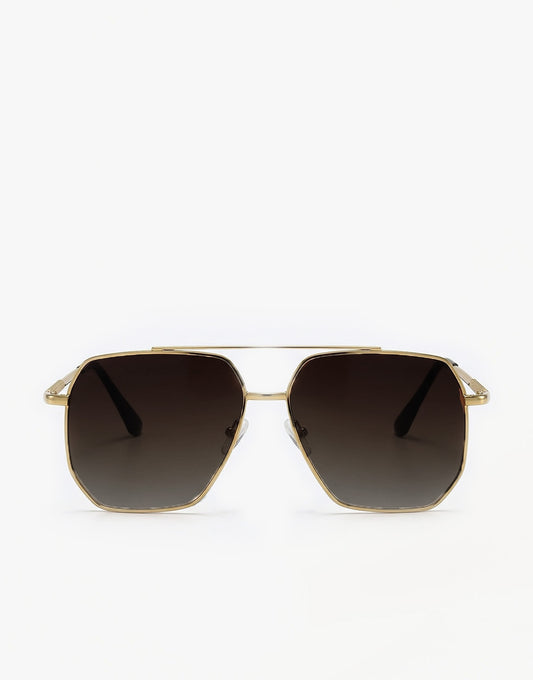 Donkerbruine Gouden Statement Montuur - Zonnebril