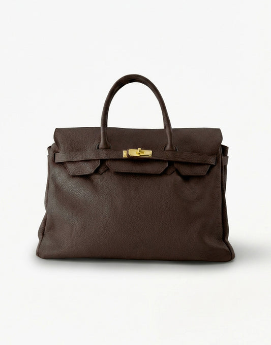 Donkerbruine Grote Gouden Details - Tas