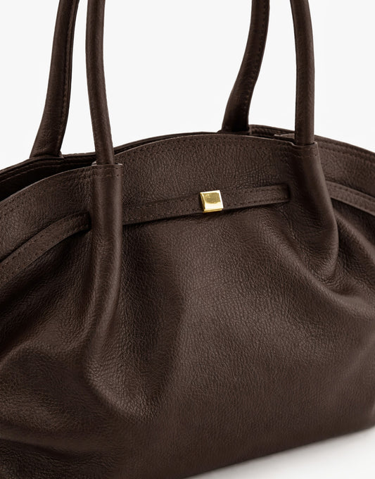 Donkerbruine Grote Leren Shopper - Tas