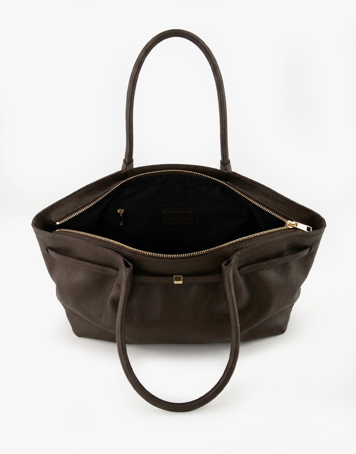 Donkerbruine Grote Leren Shopper - Tas