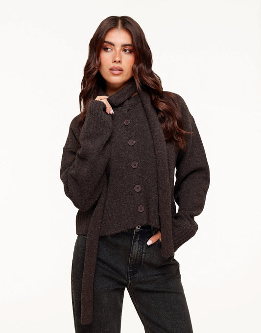 Dark Brown Small Knitted Scarf