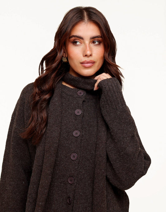 Dark Brown Small Knitted Scarf