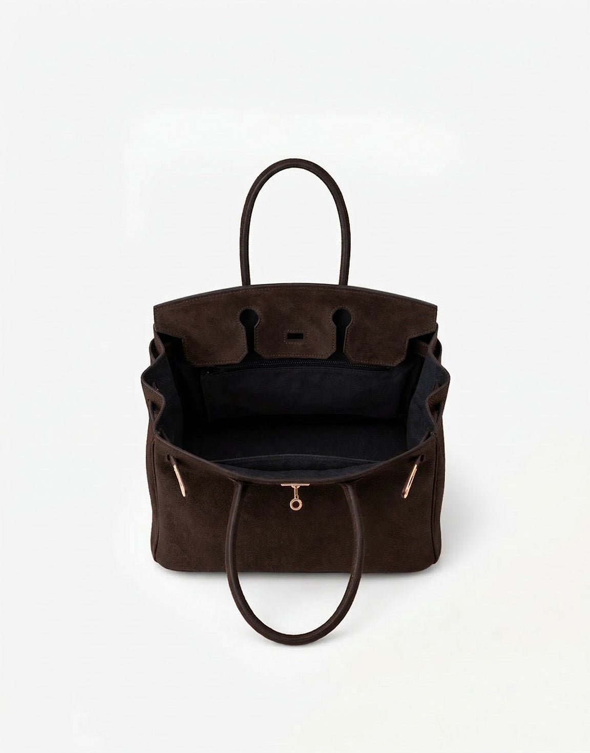 Dark Brown Medium Suede Gold Detail - Bag