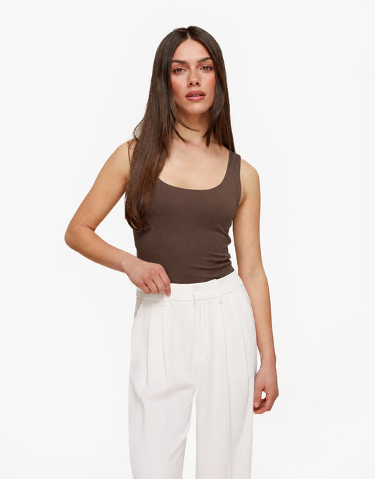 Dark Brown Reversible Sleeveless Basic - Top