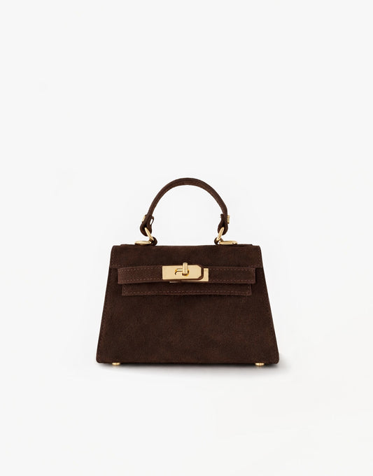 Donkerbruine Suede Gouden Detail - Tas