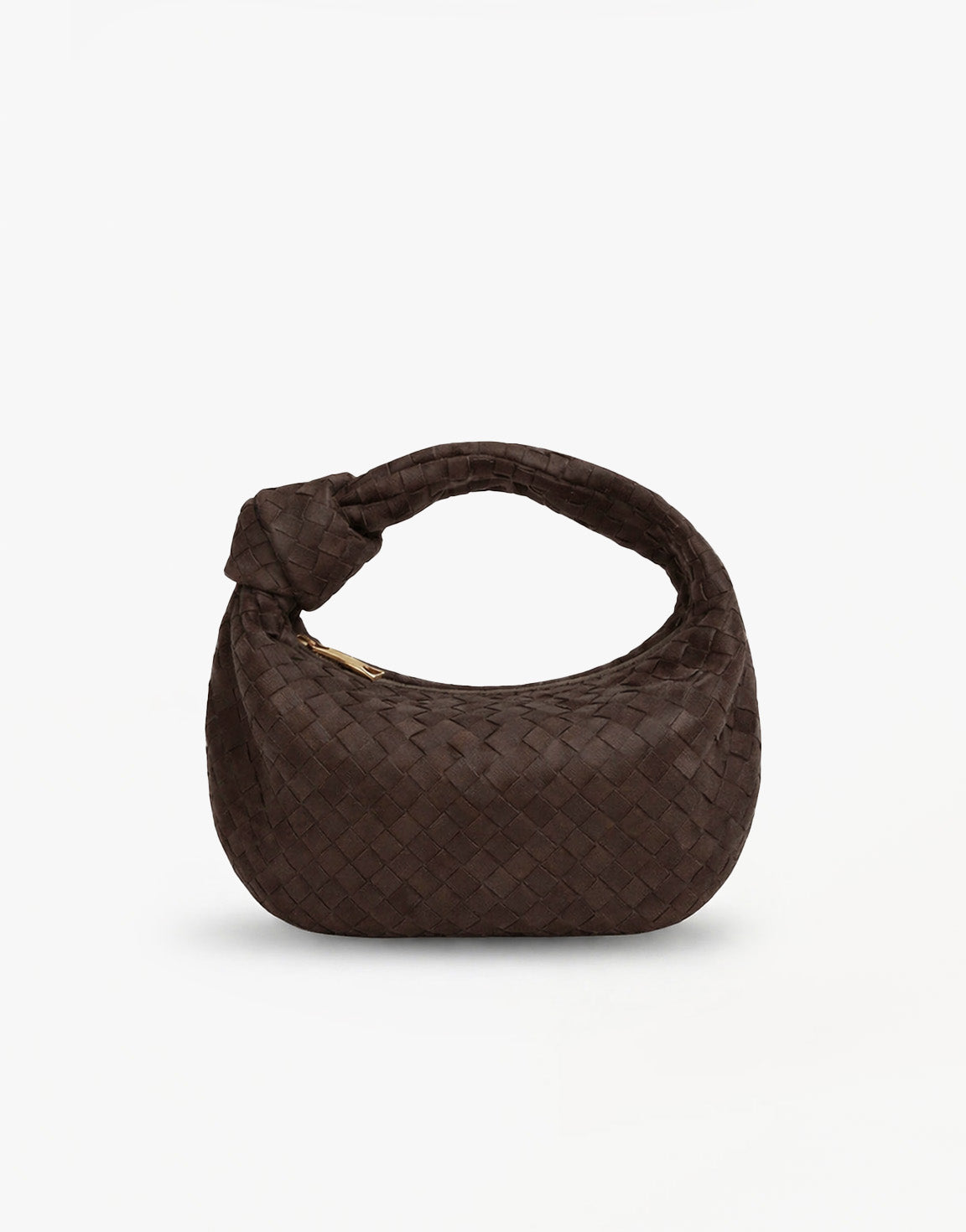 Donkerbruine Suede Middel Gevlochten - Tas