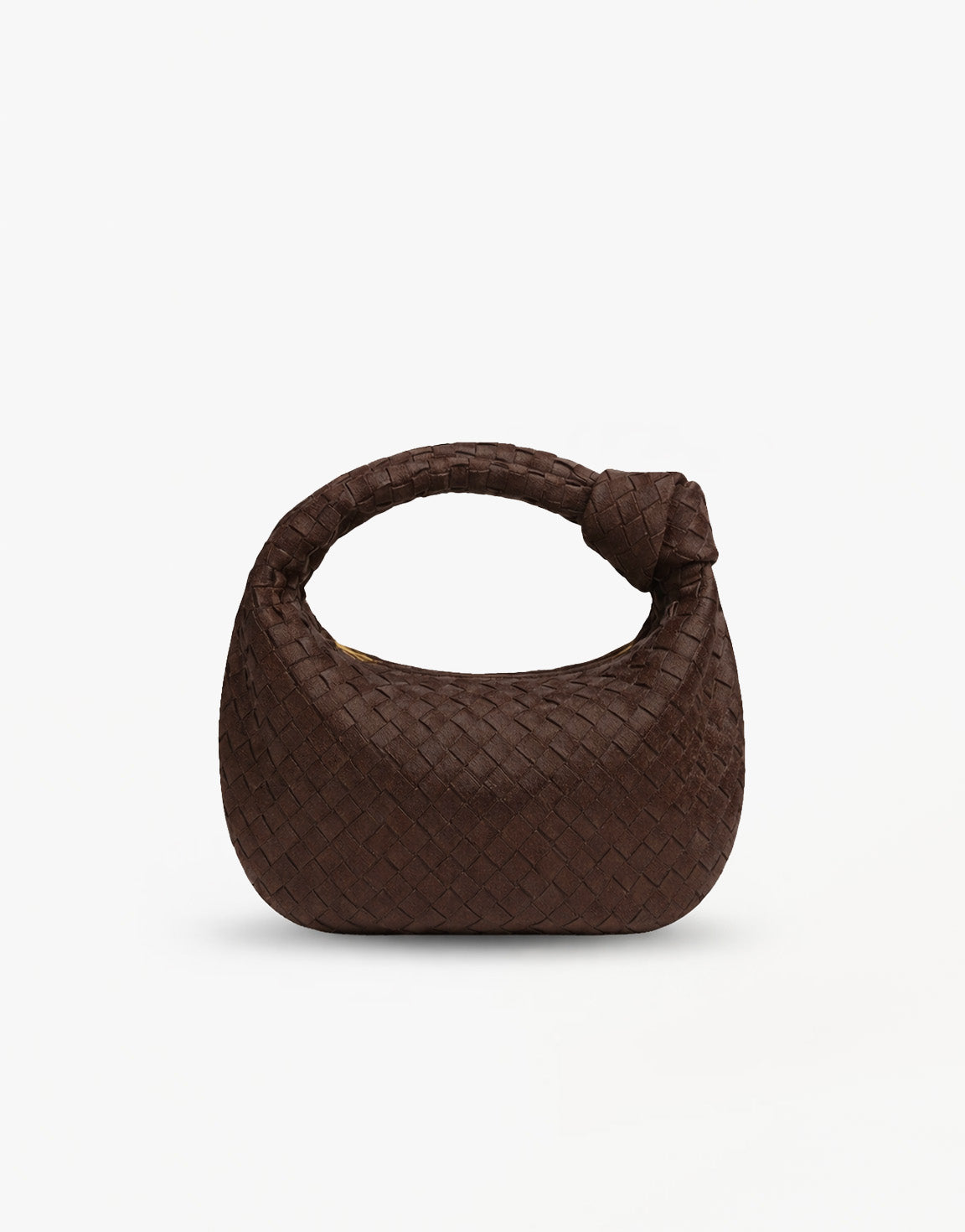 Donkerbruine Suede Middel Gevlochten - Tas