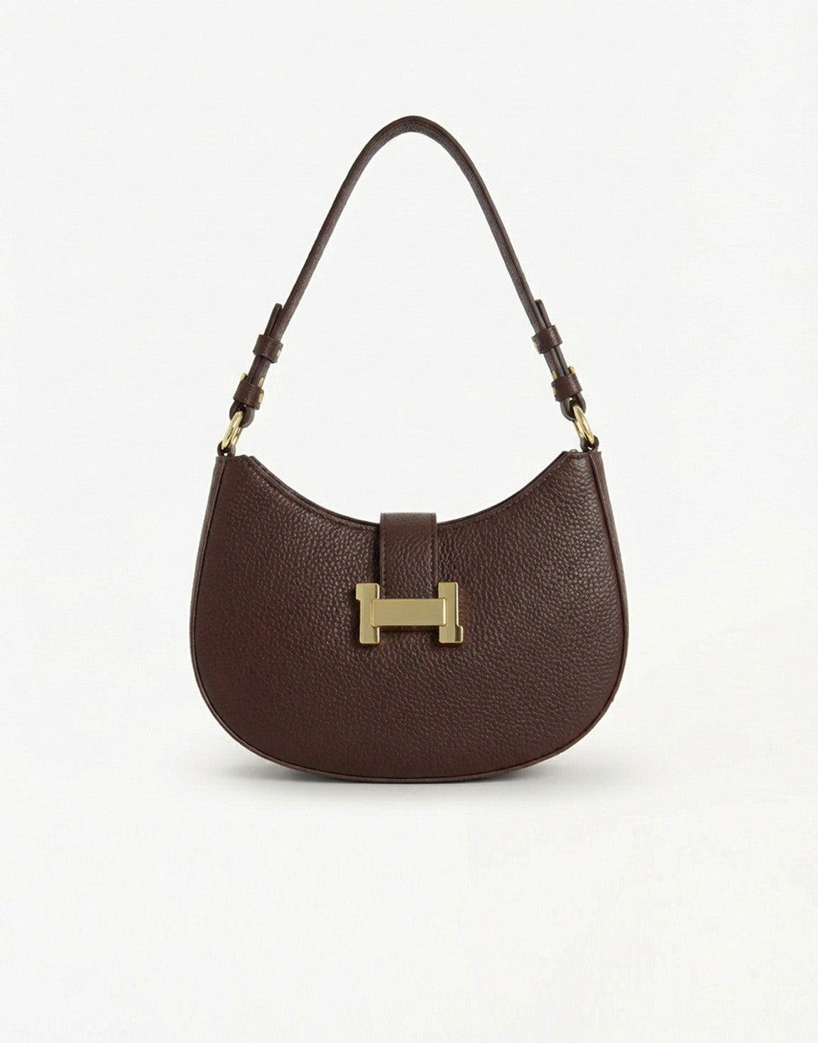 Dark Brown Oval Gold Detail - Handbag