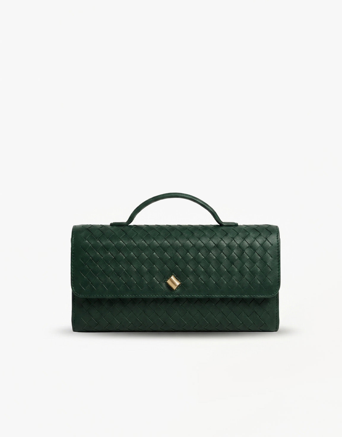 Dark Green PU Gold Detail Clutch - Bag