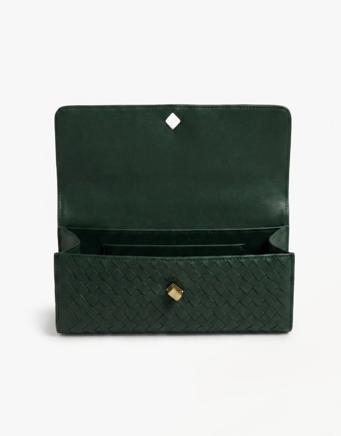 Dark Green PU Gold Detail Clutch - Bag