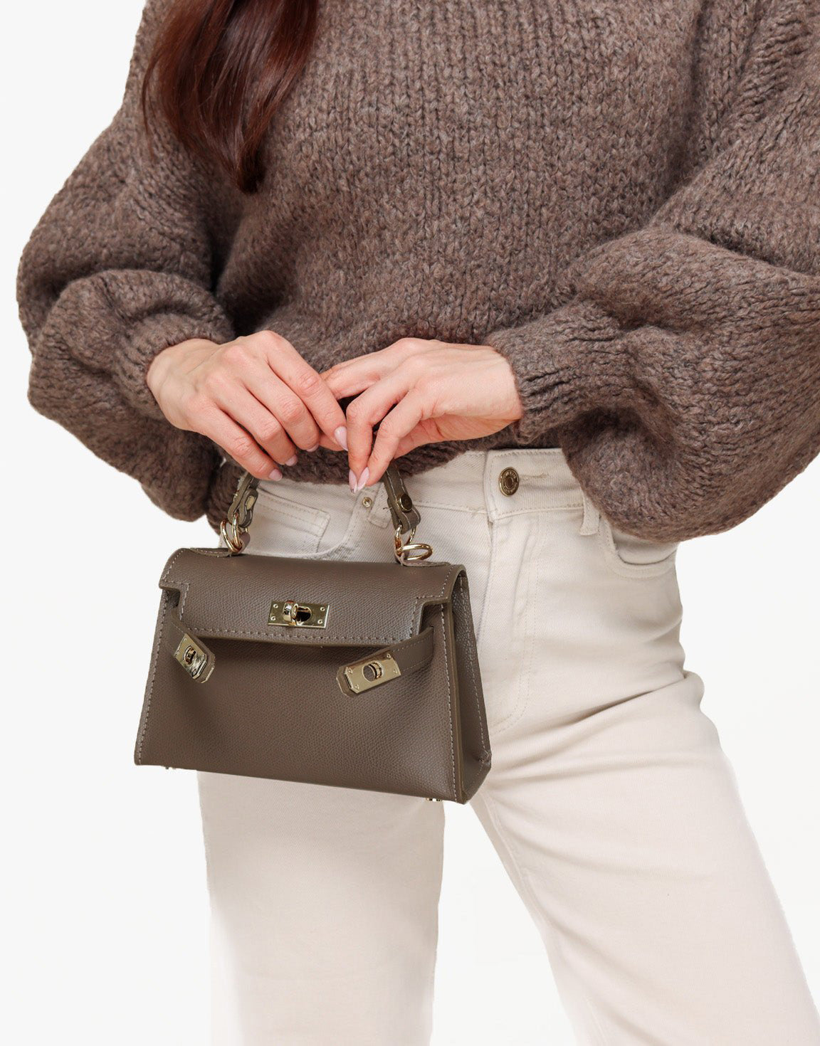 Donkertaupe Gouden Detail - Tas