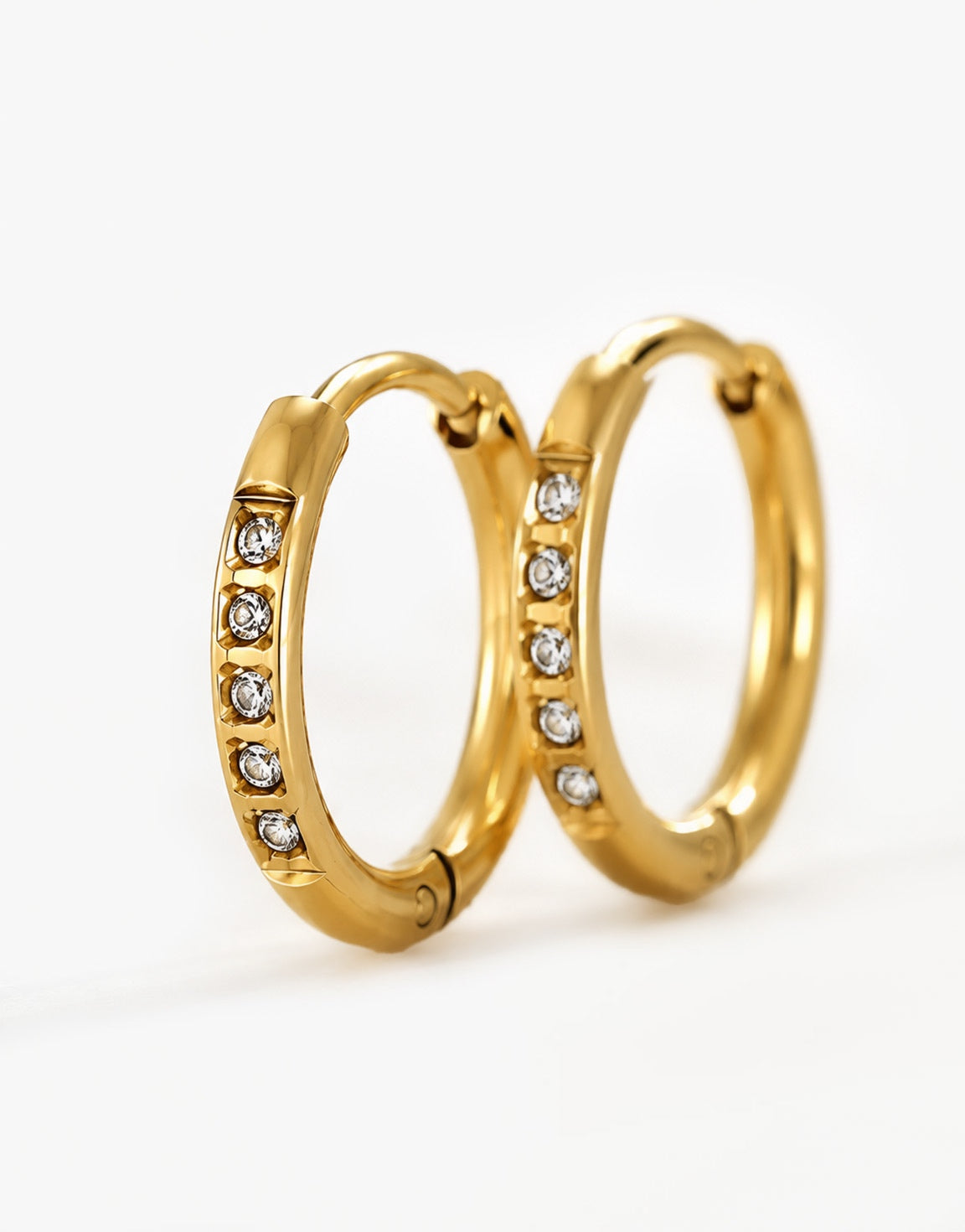 Gold Zirconia Basic Hoop - Earrings