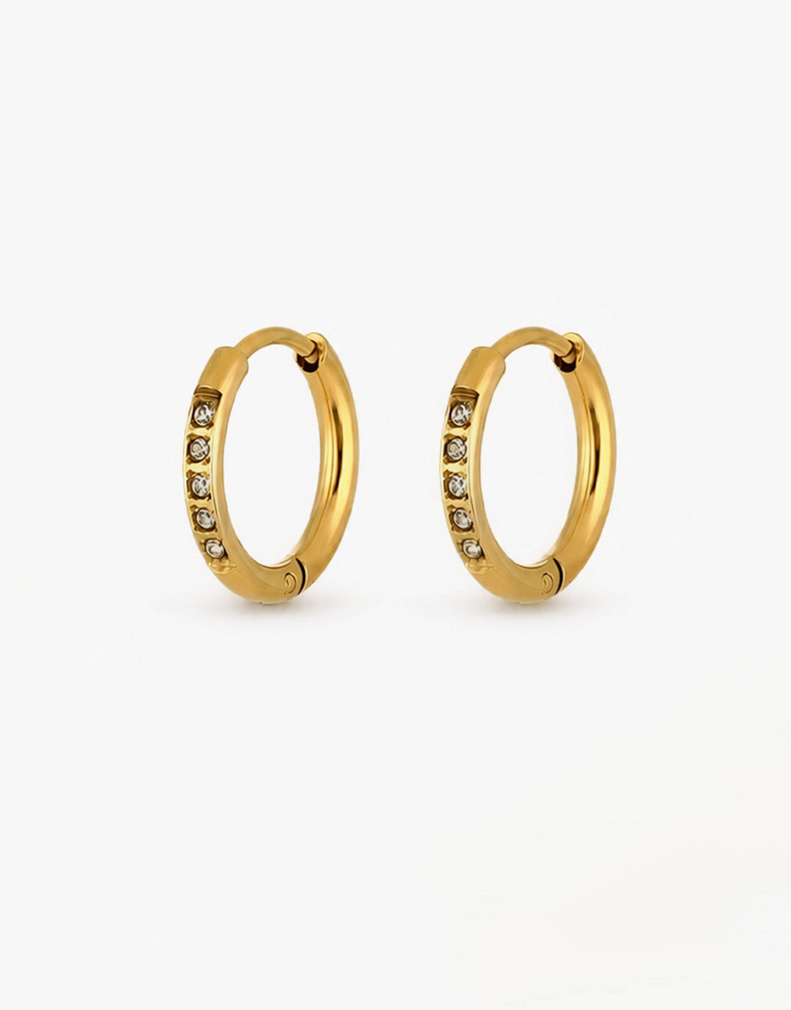 Gold Zirconia Basic Hoop - Earrings