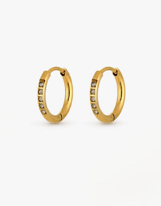 Gouden Zirkonia Basic Hoop - Oorbellen