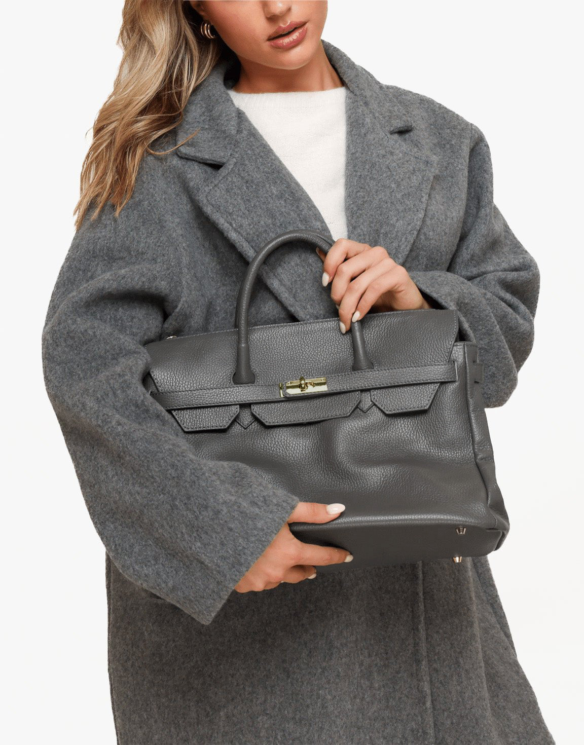 Gray Large Gold Details - Bag