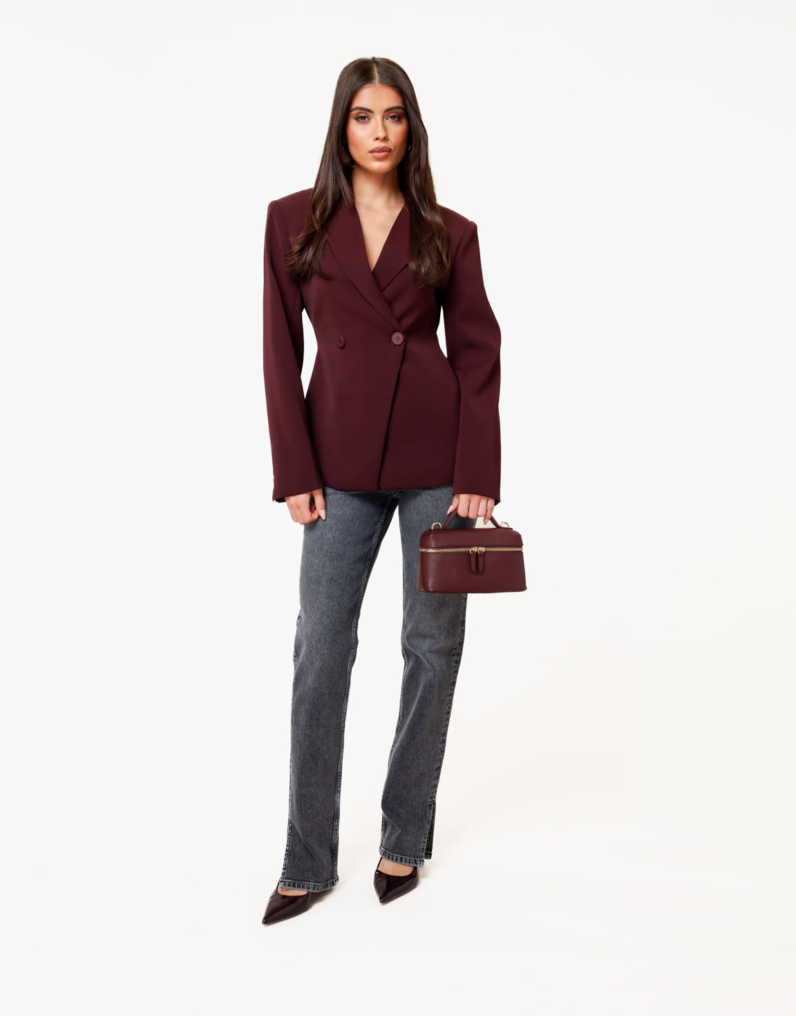 KLEDING-AUBERGINE-CLASSIC-GETAILLEERDE-BLAZER-DONKERGRIJZE-WIJDE-TALL-PASVORM