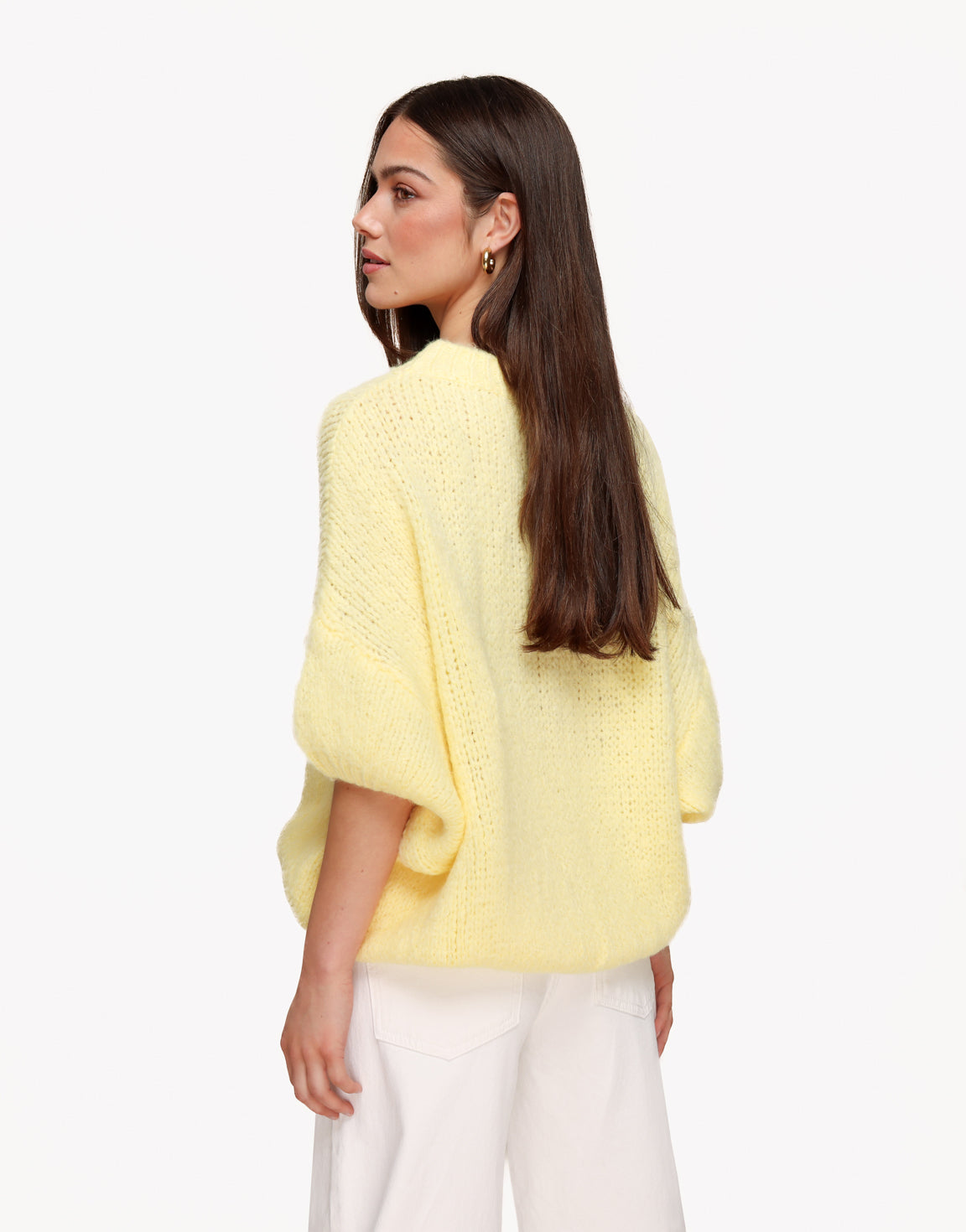 Yellow Knitted Woolen 3/4 Sleeves - Sweater