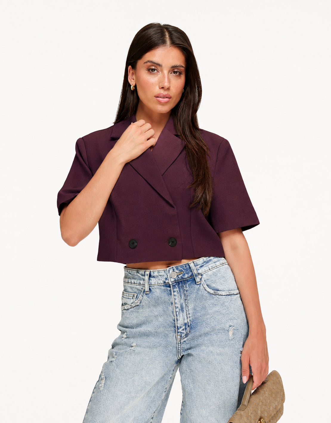 Burgundy Cropped SS - Blazer