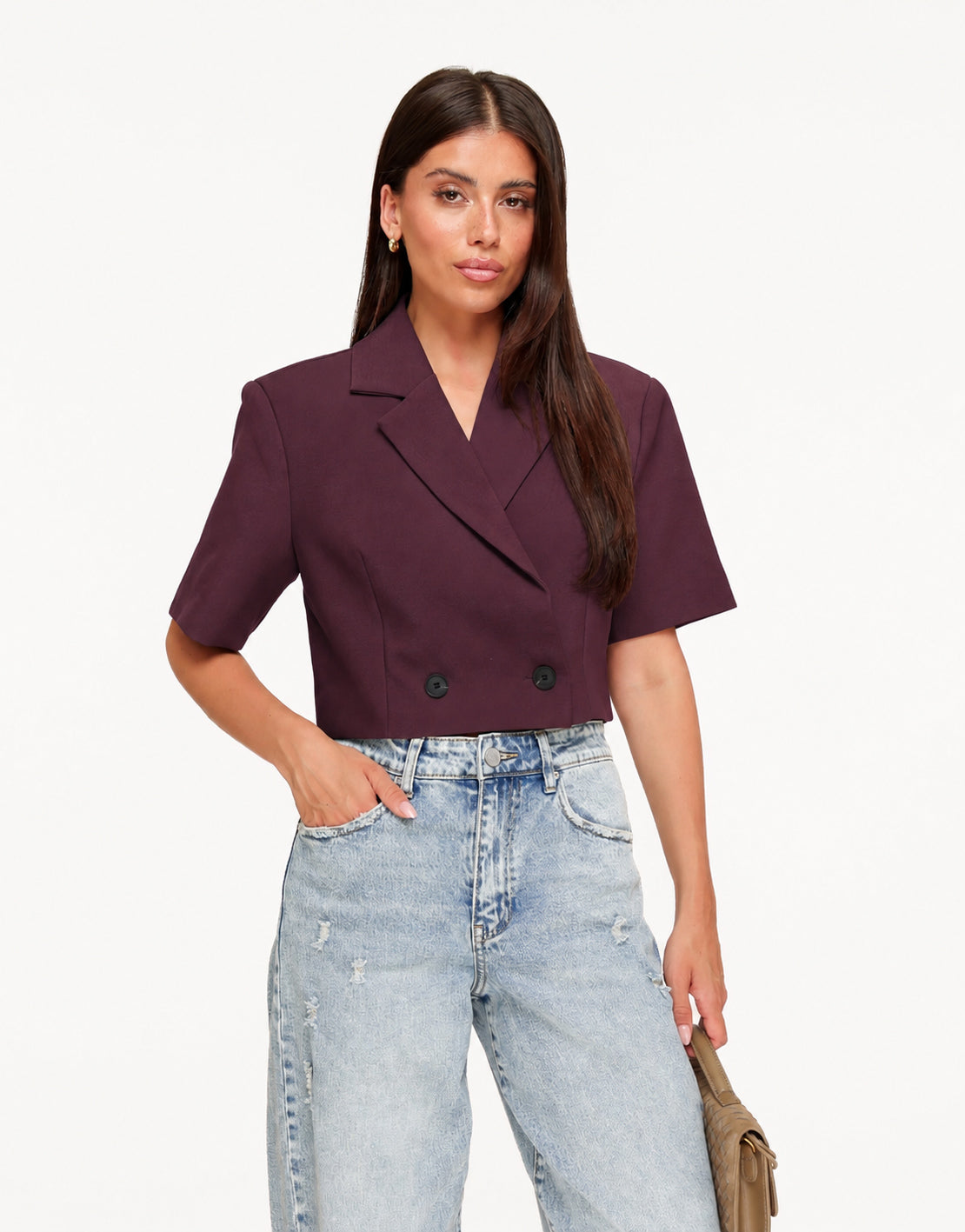 Burgundy Cropped SS - Blazer