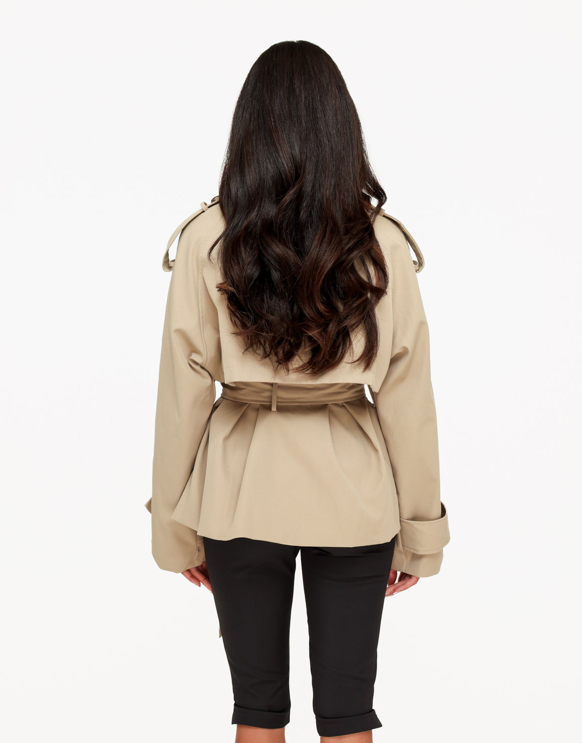 Beige Hoge Kraag Gestrikte Ceintuur Trench - Jas