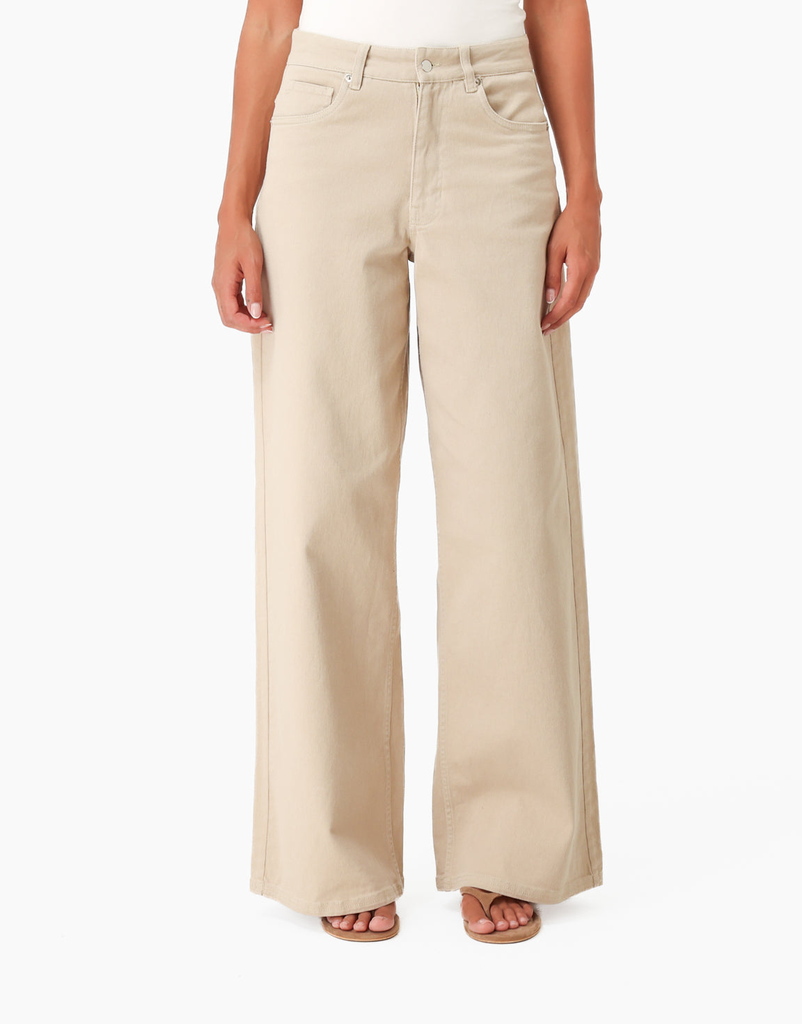 Beige Denim Ballonmouwen Wijde - Set