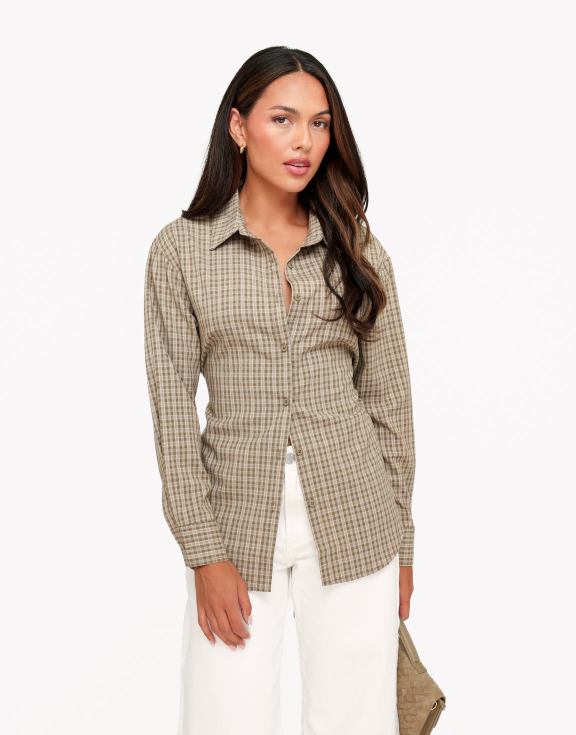 Khaki Ruiten Strik Op Rug - Blouse