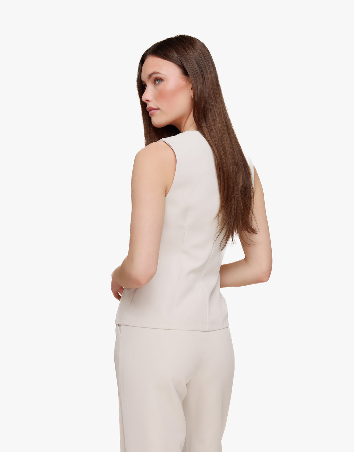 Beige High Buttons - Gilet