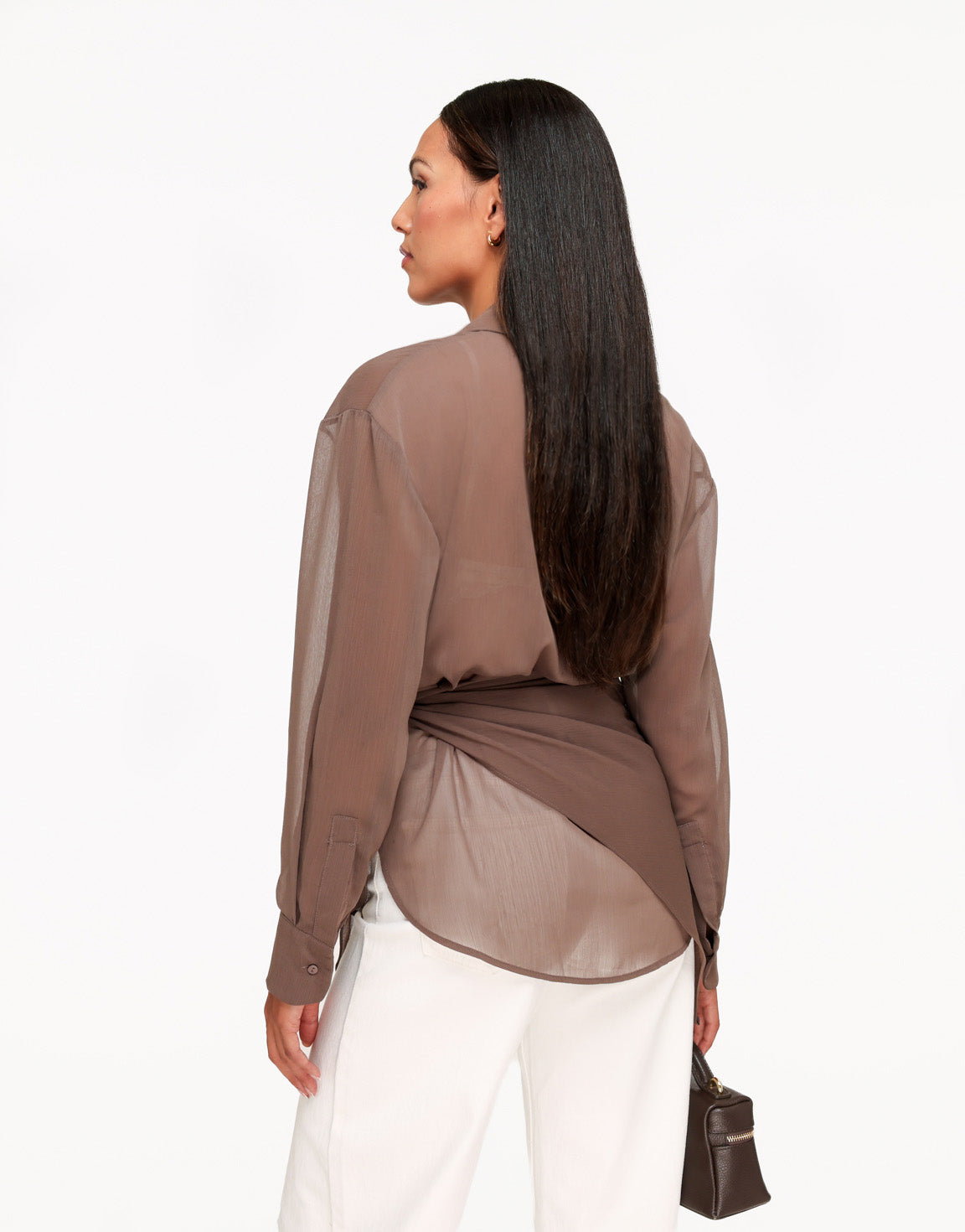 Bruine Doorschijnende Wikkel - Blouse