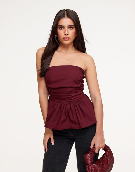 KLEDING-WEBSHOP-BURGUNDY-STRAPLESS-PEPLUM-TOP-01